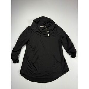 Soft Surroundings Cowl Neck Tunic Top Button Accent Pockets Black Size S‎